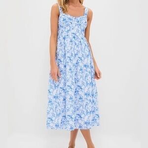 HYACINTH HOUSE Blue Watercolor Annette Midi Dress